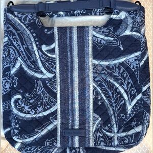 Vera Bradley Blue Quilted Paisley Bag w/Magnetic Close & Striped Accent